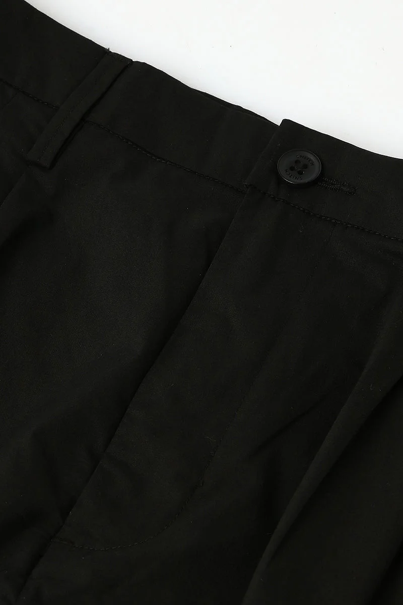 SNITCH Black Stretch Relaxed Fit Trousers for Men | Best Price UAE